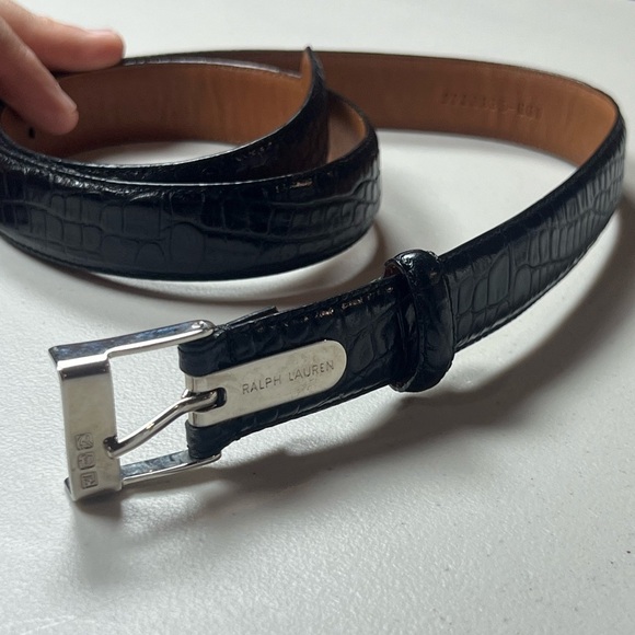 Ralph Lauren Genuine Leather Women’s Large Alligator Print Sterling Silver Belt - Picture 1 of 12